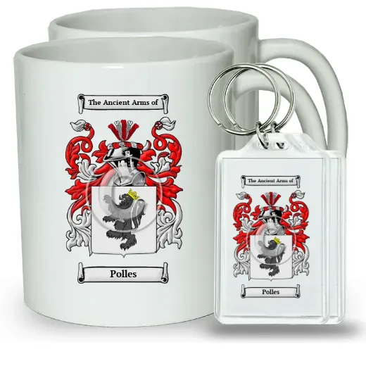 Polles Pair of Coffee Mugs and Pair of Keychains