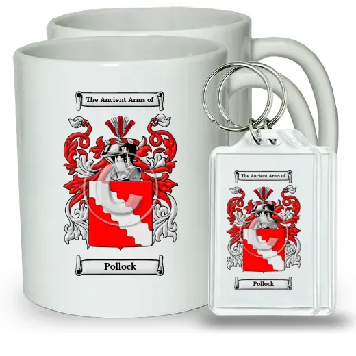 Pollock Pair of Coffee Mugs and Pair of Keychains