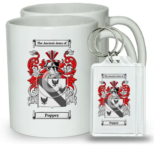 Poppey Pair of Coffee Mugs and Pair of Keychains