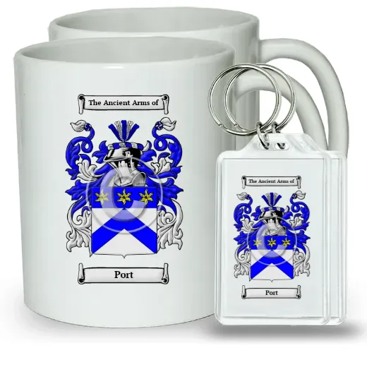 Port Pair of Coffee Mugs and Pair of Keychains