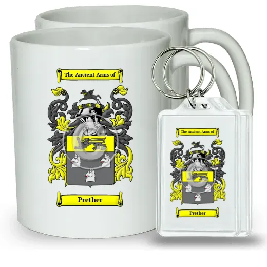 Prether Pair of Coffee Mugs and Pair of Keychains