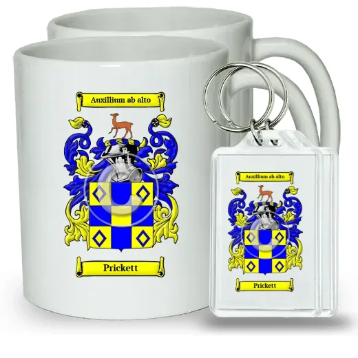 Prickett Pair of Coffee Mugs and Pair of Keychains