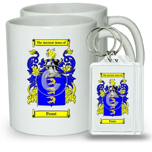 Prout Pair of Coffee Mugs and Pair of Keychains