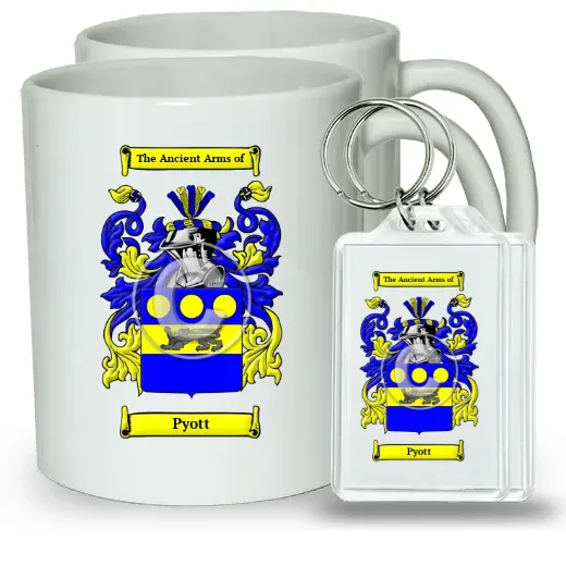 Pyott Pair of Coffee Mugs and Pair of Keychains
