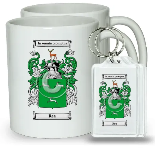 Rea Pair of Coffee Mugs and Pair of Keychains