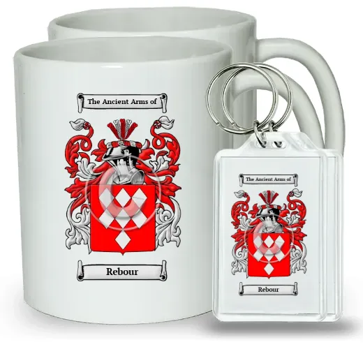 Rebour Pair of Coffee Mugs and Pair of Keychains