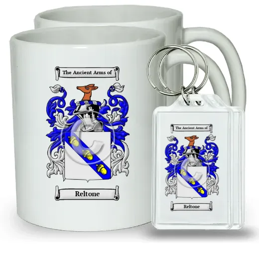 Reltone Pair of Coffee Mugs and Pair of Keychains