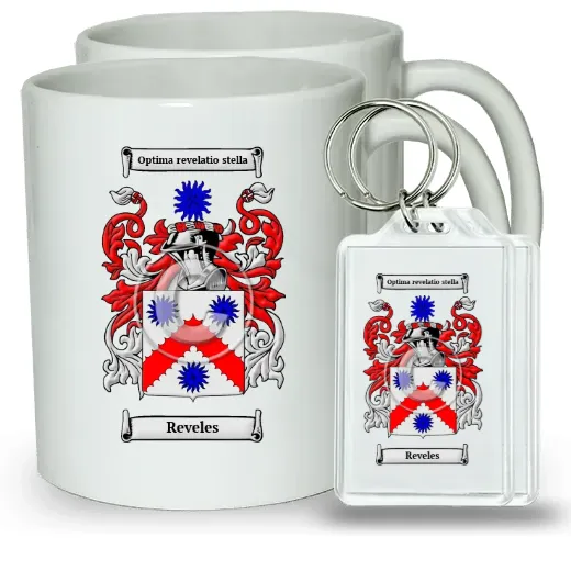 Reveles Pair of Coffee Mugs and Pair of Keychains
