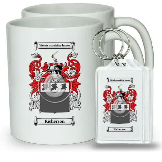 Richerson Pair of Coffee Mugs and Pair of Keychains