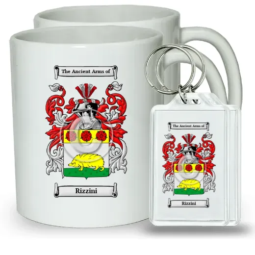 Rizzini Pair of Coffee Mugs and Pair of Keychains