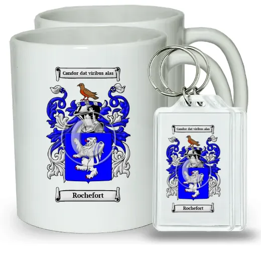 Rochefort Pair of Coffee Mugs and Pair of Keychains