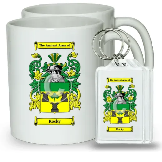 Rocky Pair of Coffee Mugs and Pair of Keychains