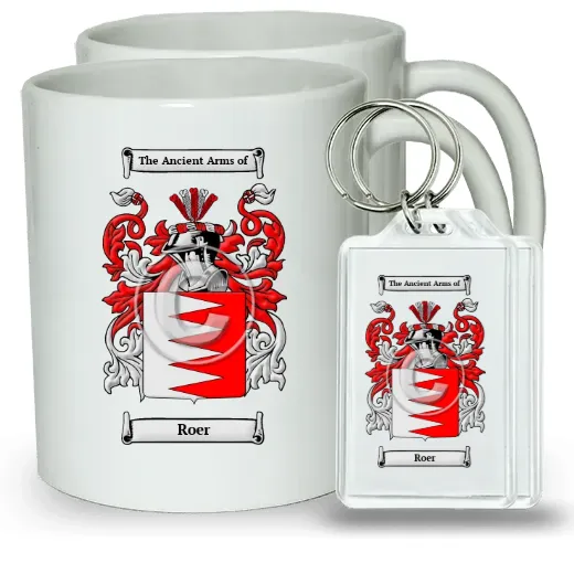 Roer Pair of Coffee Mugs and Pair of Keychains