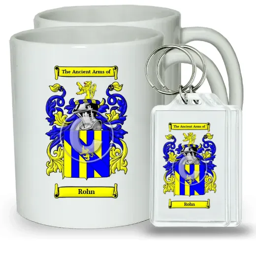 Rohn Pair of Coffee Mugs and Pair of Keychains