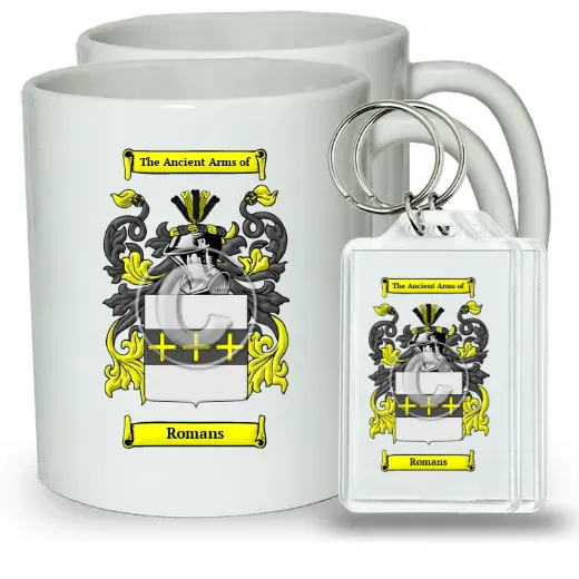 Romans Pair of Coffee Mugs and Pair of Keychains