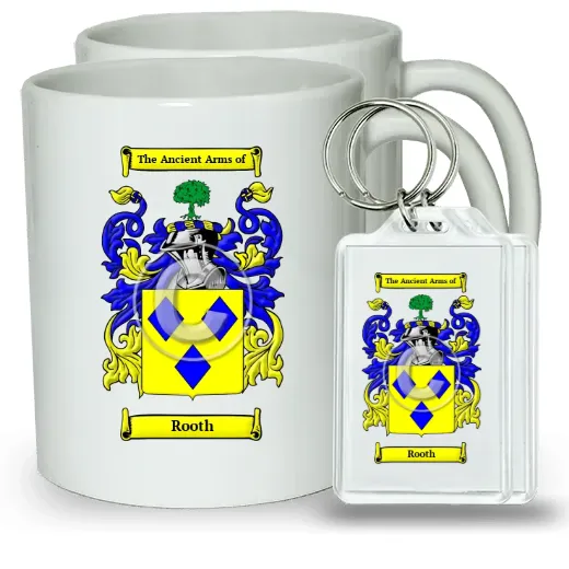 Rooth Pair of Coffee Mugs and Pair of Keychains