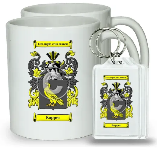 Ropper Pair of Coffee Mugs and Pair of Keychains
