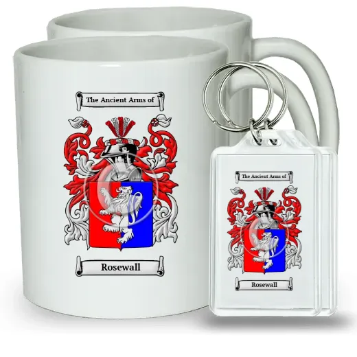 Rosewall Pair of Coffee Mugs and Pair of Keychains