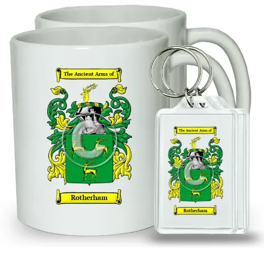 Rotherham Pair of Coffee Mugs and Pair of Keychains