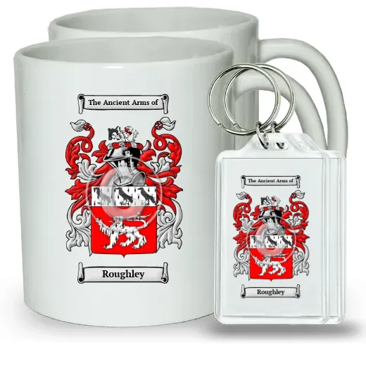 Roughley Pair of Coffee Mugs and Pair of Keychains