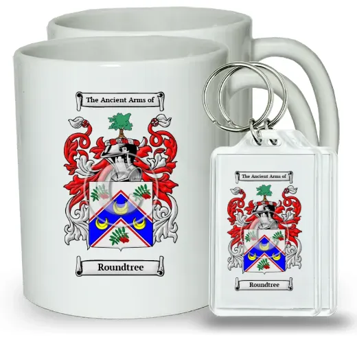Roundtree Pair of Coffee Mugs and Pair of Keychains