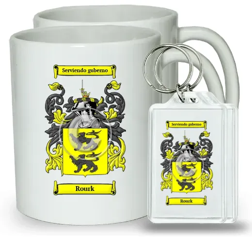 Rourk Pair of Coffee Mugs and Pair of Keychains