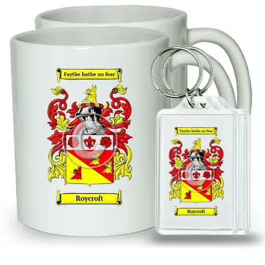 Roycroft Pair of Coffee Mugs and Pair of Keychains