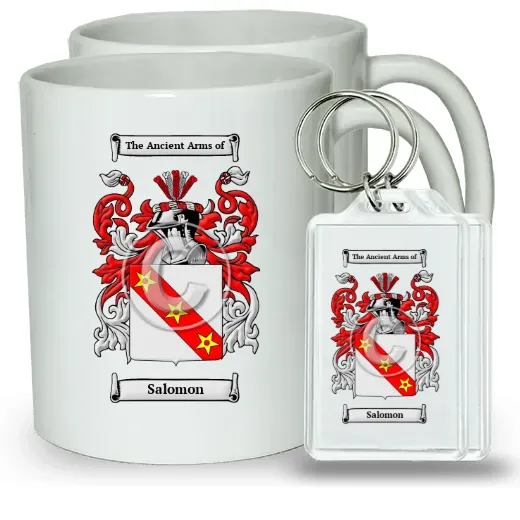 Salomon Pair of Coffee Mugs and Pair of Keychains