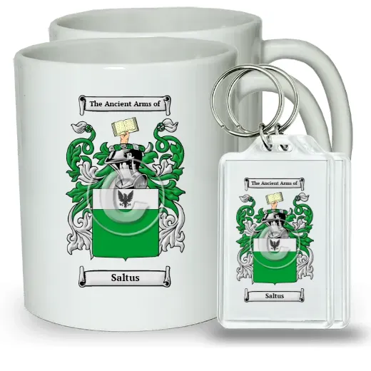 Saltus Pair of Coffee Mugs and Pair of Keychains
