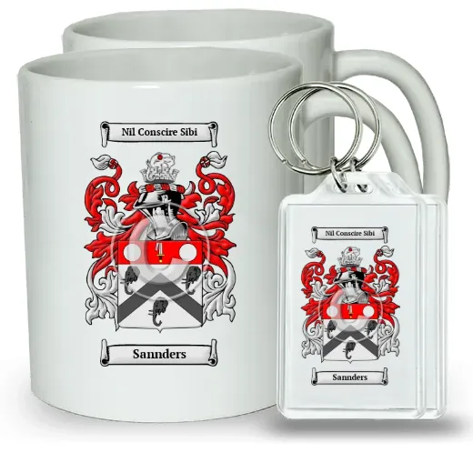 Sannders Pair of Coffee Mugs and Pair of Keychains