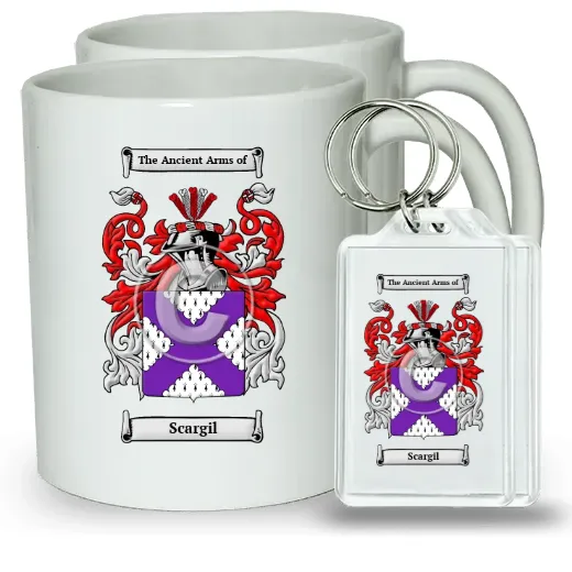 Scargil Pair of Coffee Mugs and Pair of Keychains