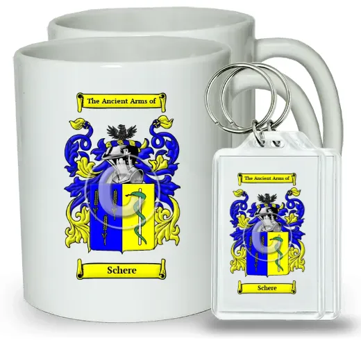 Schere Pair of Coffee Mugs and Pair of Keychains