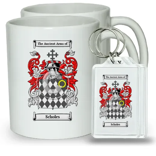 Scholes Pair of Coffee Mugs and Pair of Keychains