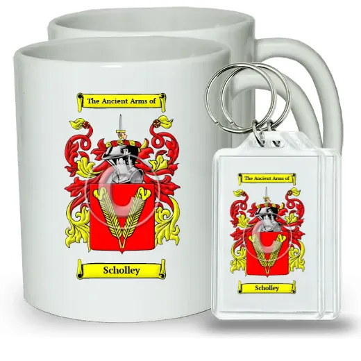 Scholley Pair of Coffee Mugs and Pair of Keychains