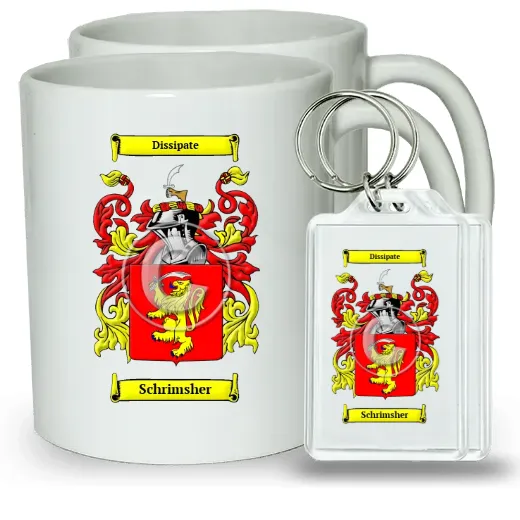 Schrimsher Pair of Coffee Mugs and Pair of Keychains