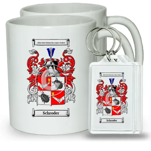 Schroder Pair of Coffee Mugs and Pair of Keychains