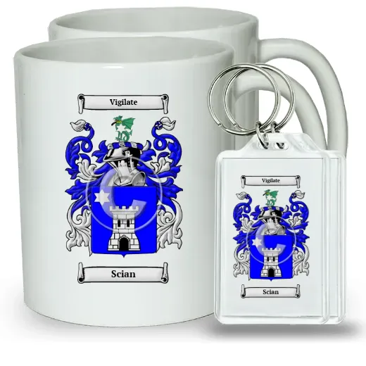 Scian Pair of Coffee Mugs and Pair of Keychains