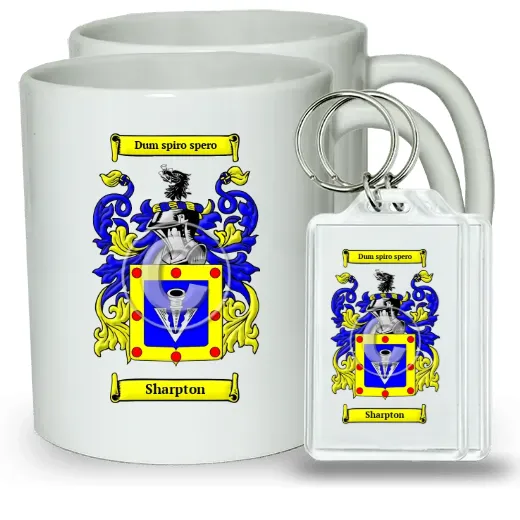 Sharpton Pair of Coffee Mugs and Pair of Keychains