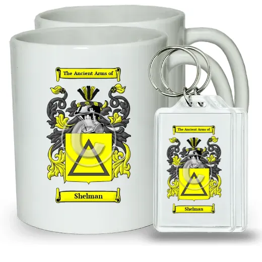 Shelman Pair of Coffee Mugs and Pair of Keychains