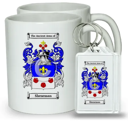 Sheneman Pair of Coffee Mugs and Pair of Keychains