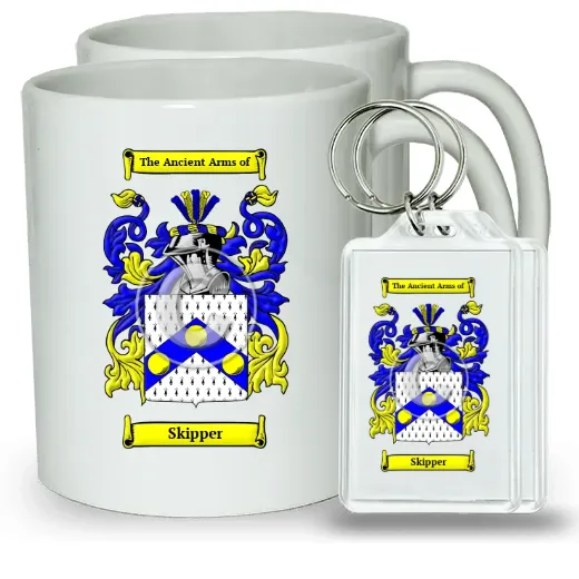 Skipper Pair of Coffee Mugs and Pair of Keychains