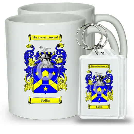 Soltis Pair of Coffee Mugs and Pair of Keychains