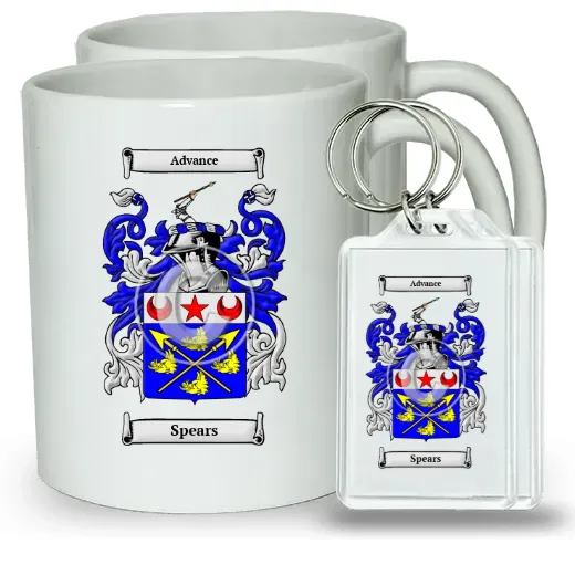 Spears Pair of Coffee Mugs and Pair of Keychains