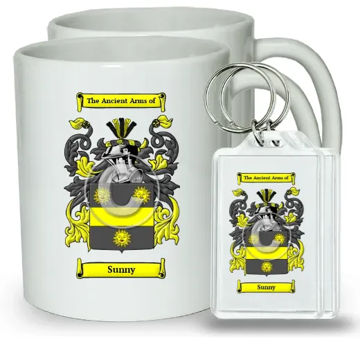 Sunny Pair of Coffee Mugs and Pair of Keychains