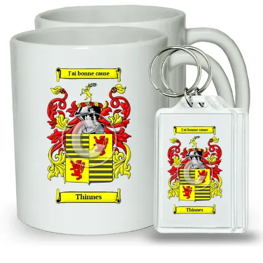 Thinnes Pair of Coffee Mugs and Pair of Keychains