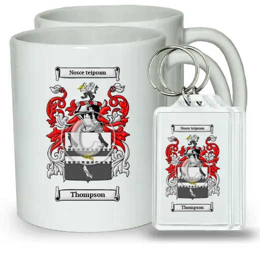 Thompson Pair of Coffee Mugs and Pair of Keychains