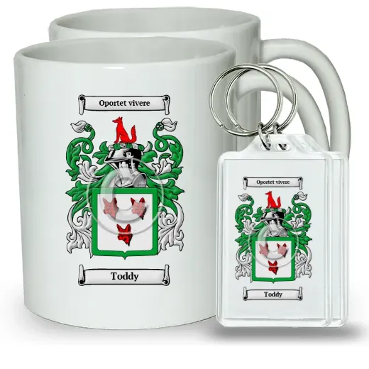 Toddy Pair of Coffee Mugs and Pair of Keychains
