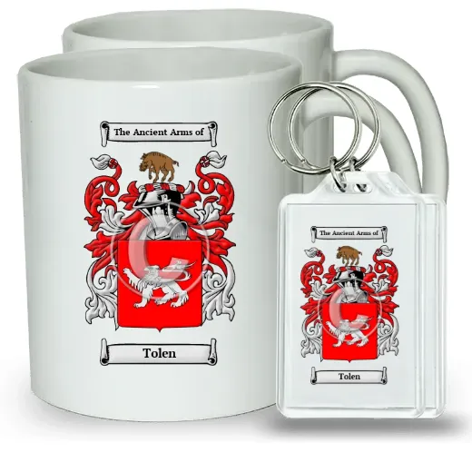 Tolen Pair of Coffee Mugs and Pair of Keychains