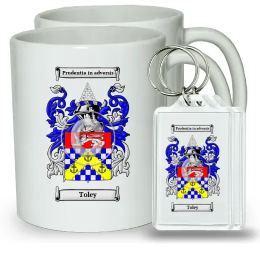Toley Pair of Coffee Mugs and Pair of Keychains