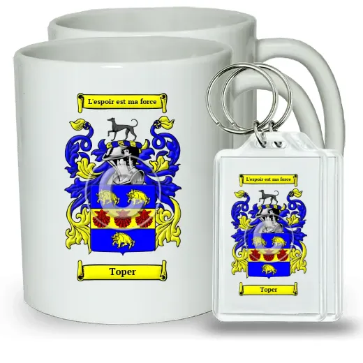 Toper Pair of Coffee Mugs and Pair of Keychains
